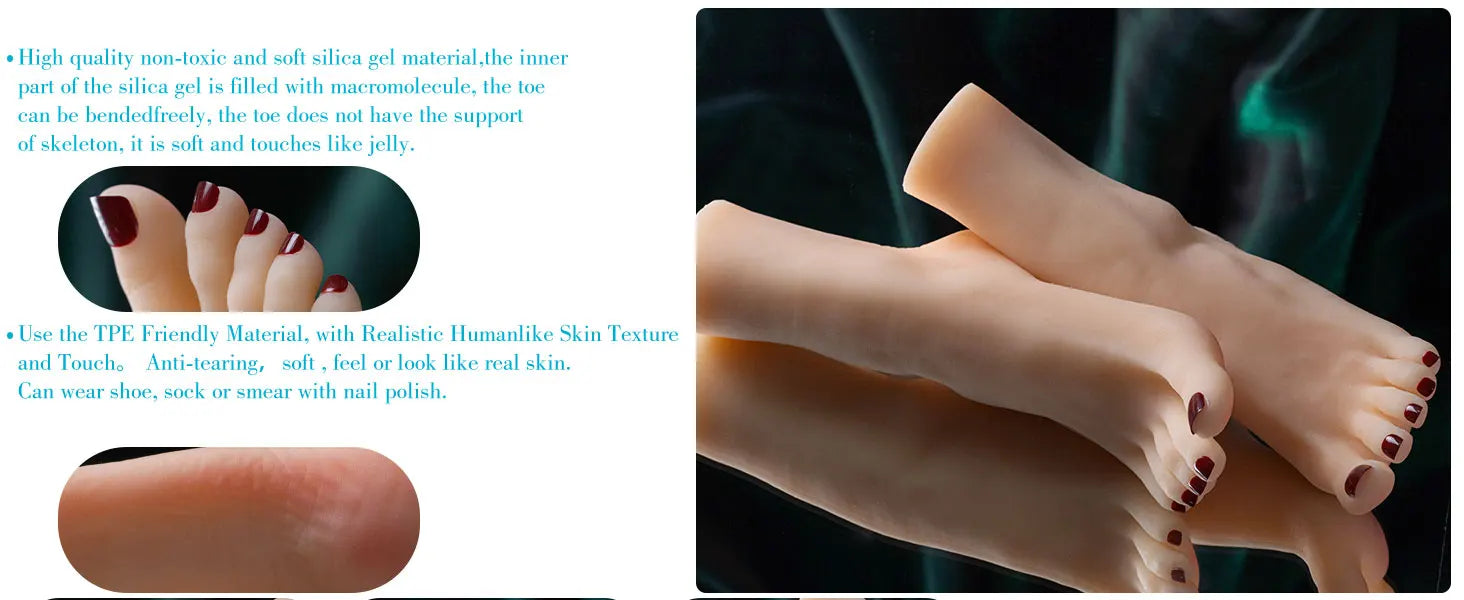 Silicone Feet Model Realistic Fake Foot Female Mannequin Display Jewerly Sandal Shoe Sock Art Sketch Nail TG ONE 3713