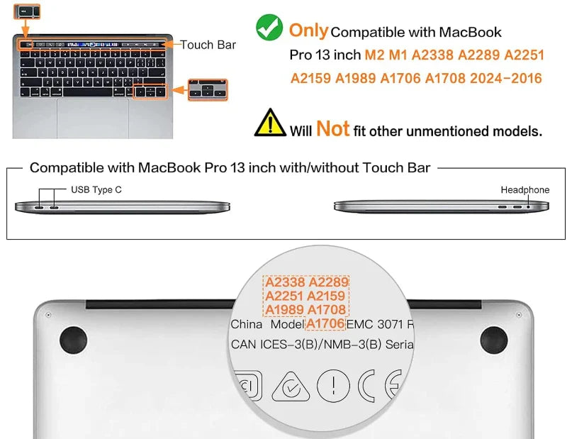 Laptop case for MacBook Air 13 Cover 2018-2023 A2337 M1 A2179 A1932 Plastic Hard Shell MacBook Pro 14 A2992 M2 A2918 A2779 A2442