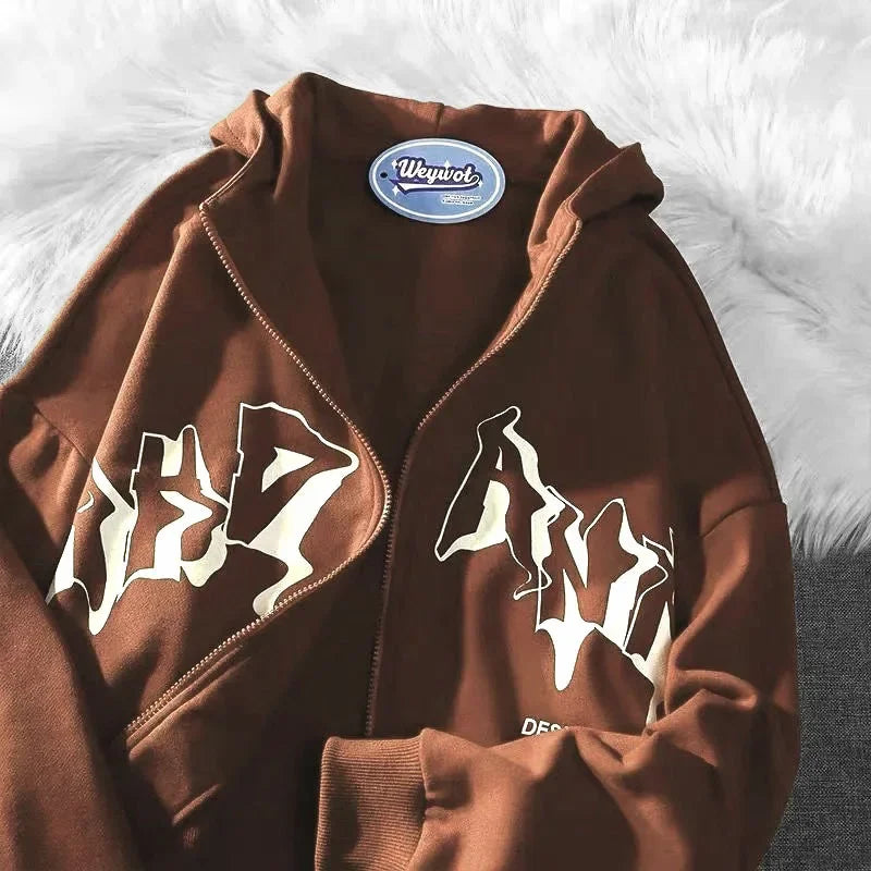 2023 European American Style Dull Black Y2k Polo Shirt Men Women Hooded Sweatshirt Couple Model Harajuku Zipper Sweatshirt