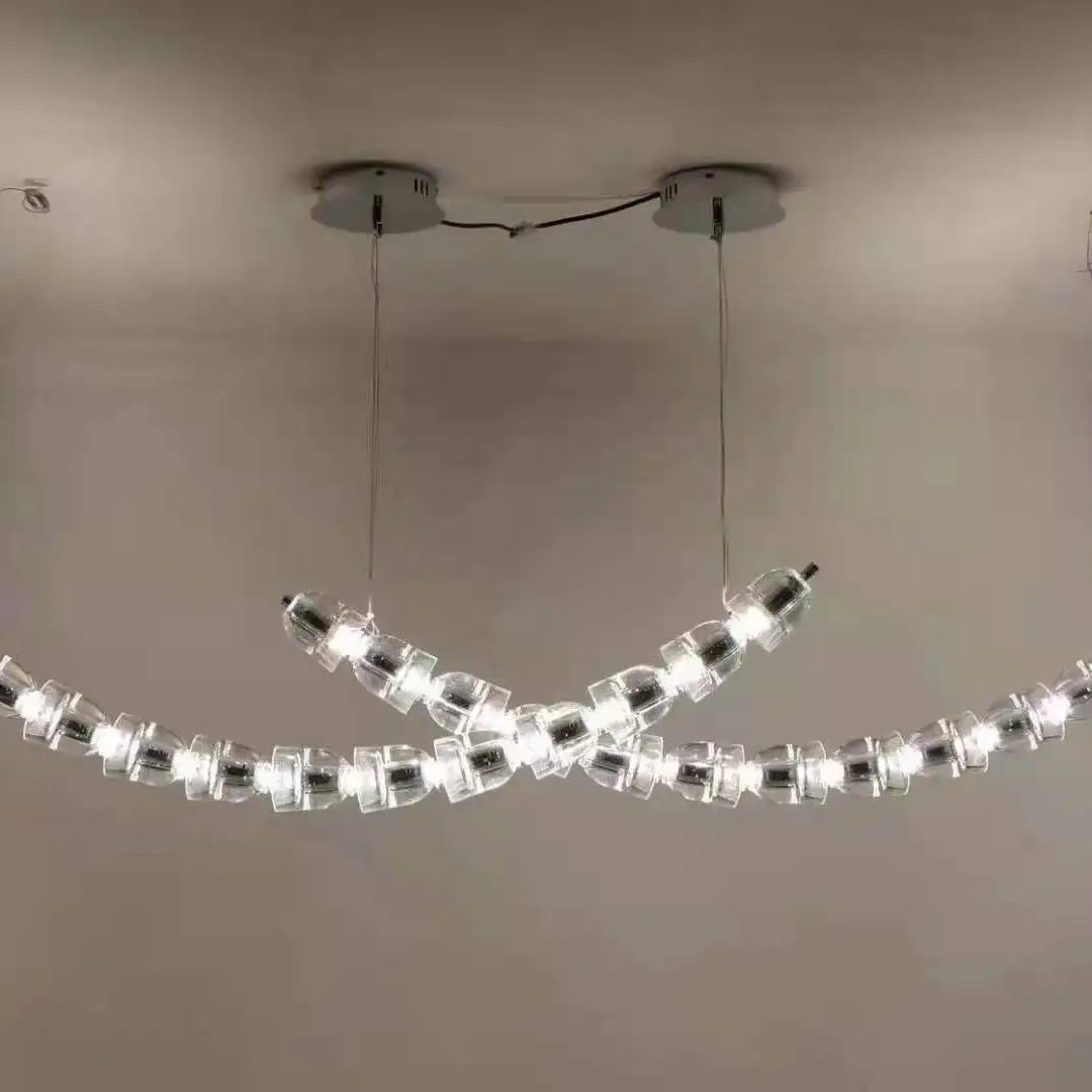 Post-modern simple luxury dining room glass chandelier Nordic designer minimalist art strip living room study bar