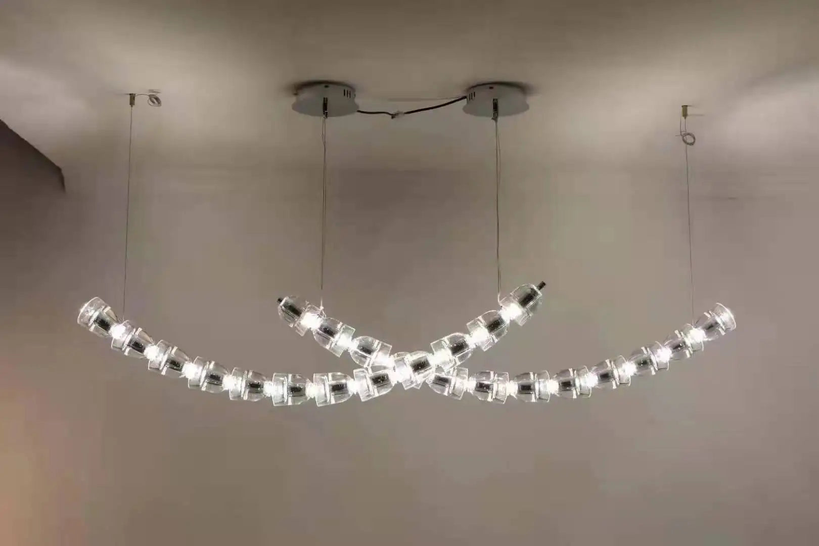 Post-modern simple luxury dining room glass chandelier Nordic designer minimalist art strip living room study bar