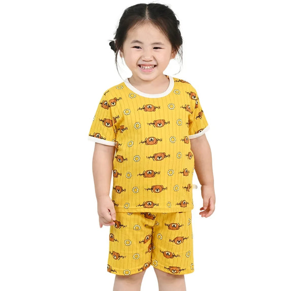 Children's Clothing Summer Boy Girl Home Sleepwear Sets Kids Cotton Short Sleeve T-Shirt Tops with Shorts Toddler Baby Pajamas