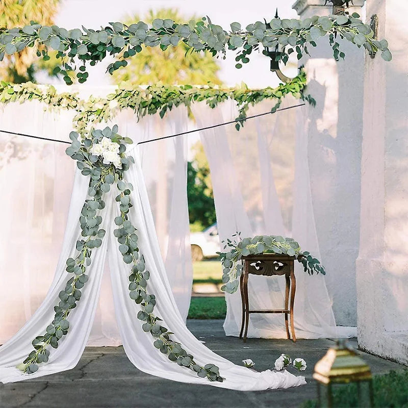 6Ft Artificial Eucalyptus Garland Plant Decoration Hanging Greenery Leaves Fake Plants Vine for Wedding Arch Garden Home Decor