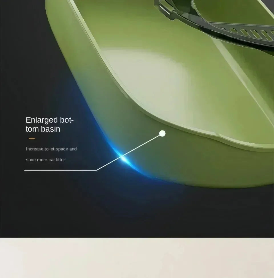 Kitty Sandbox Cat Litter Box Semi-enclosed Splashproof Cat Tray Cat Toilet Cleaning Basin Supplies Pet Toilet Kitten Tray Bedpan