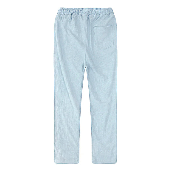 Men's Cotton Linen Pants Male Autumn New Breathable Solid Color Linen Trousers Fitness Streetwear S-3XL
