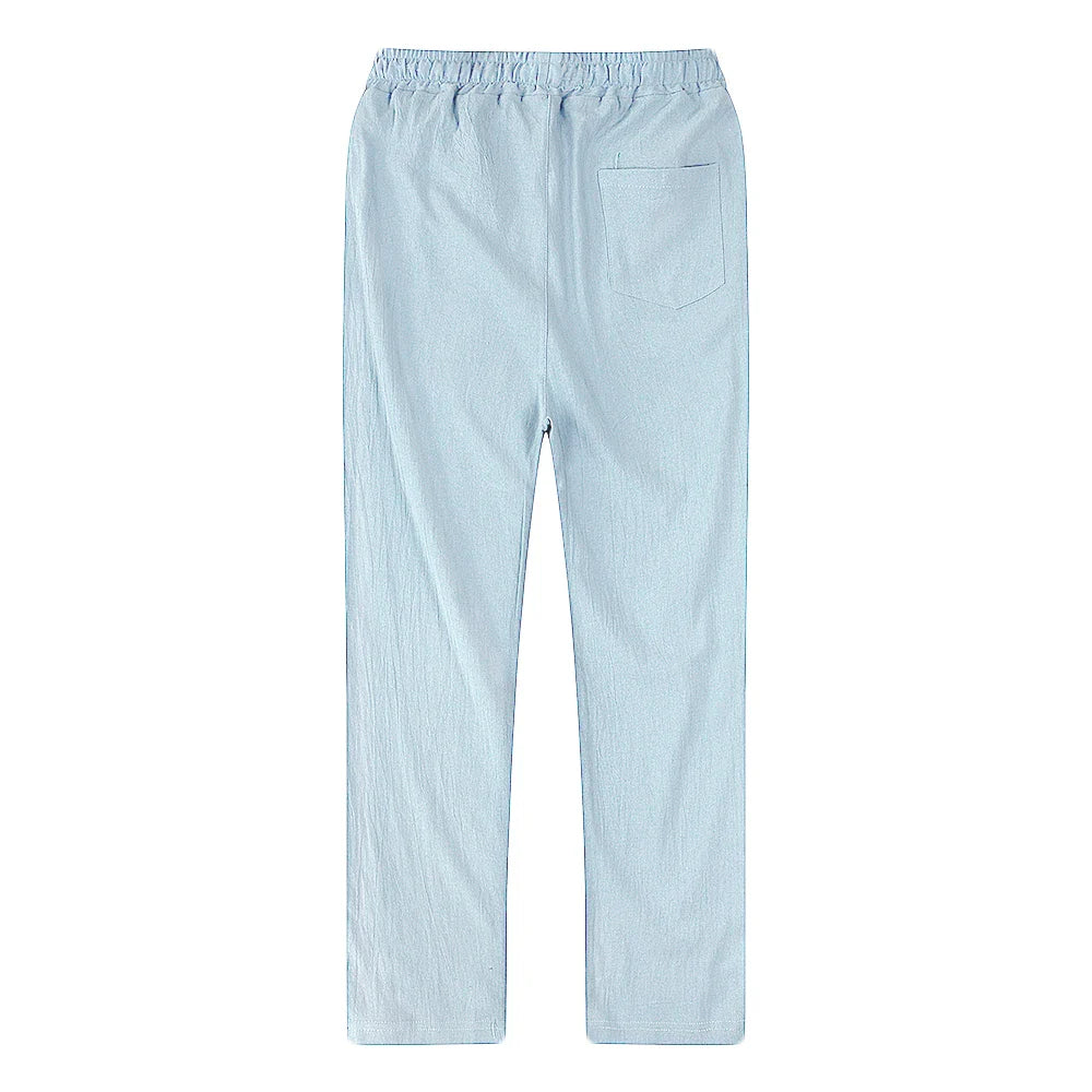 Men's Cotton Linen Pants Male Autumn New Breathable Solid Color Linen Trousers Fitness Streetwear S-3XL