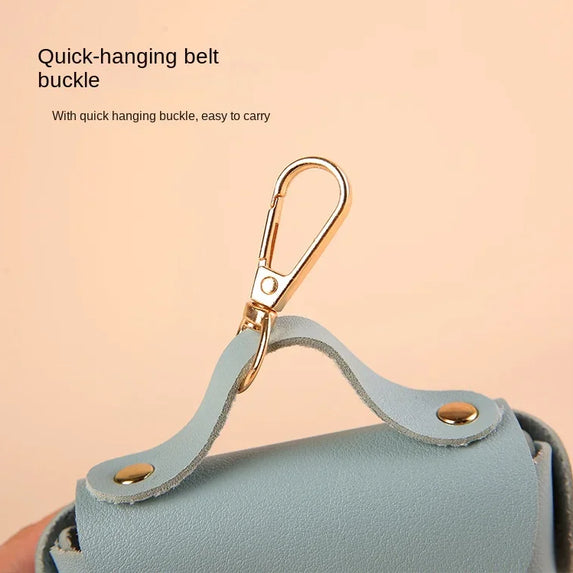 Dog Poop Bag Holder Premium Synthetic Leather Pet Waste Dispenser Built-in Organizer Carabiner Clip Dog Walking Accessories Pets