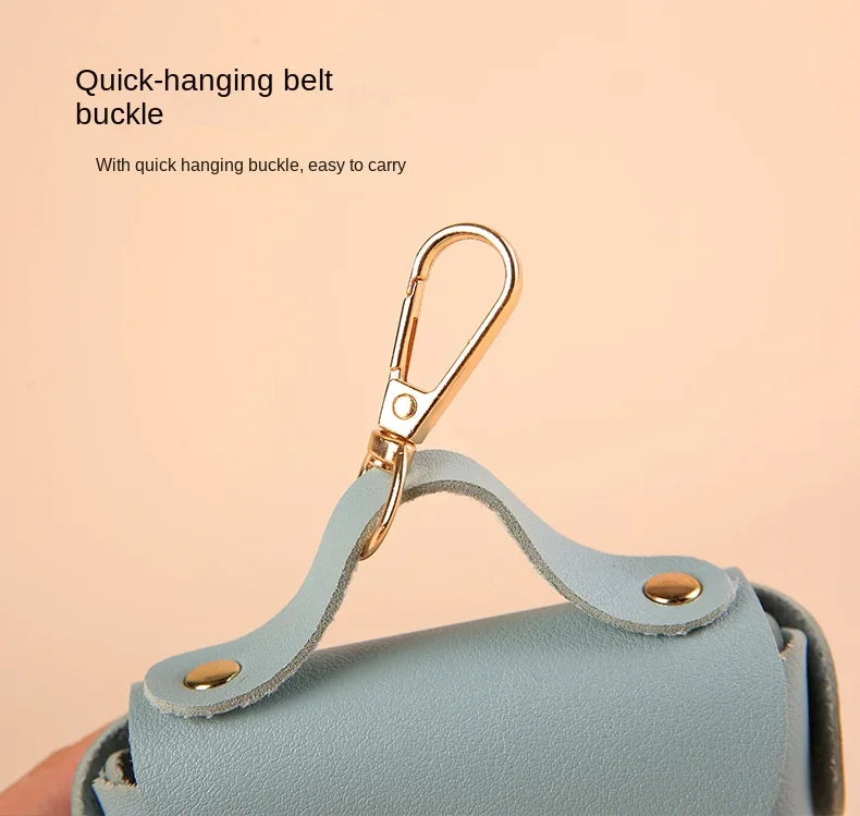 Dog Poop Bag Holder Premium Synthetic Leather Pet Waste Dispenser Built-in Organizer Carabiner Clip Dog Walking Accessories Pets