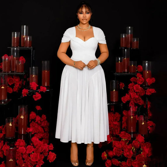 Plus Size Fashionable Elegant Long Strapless plus Size Dress for Black Women N8072 Cross-Border Large Size Clothing Sexy Wais...
