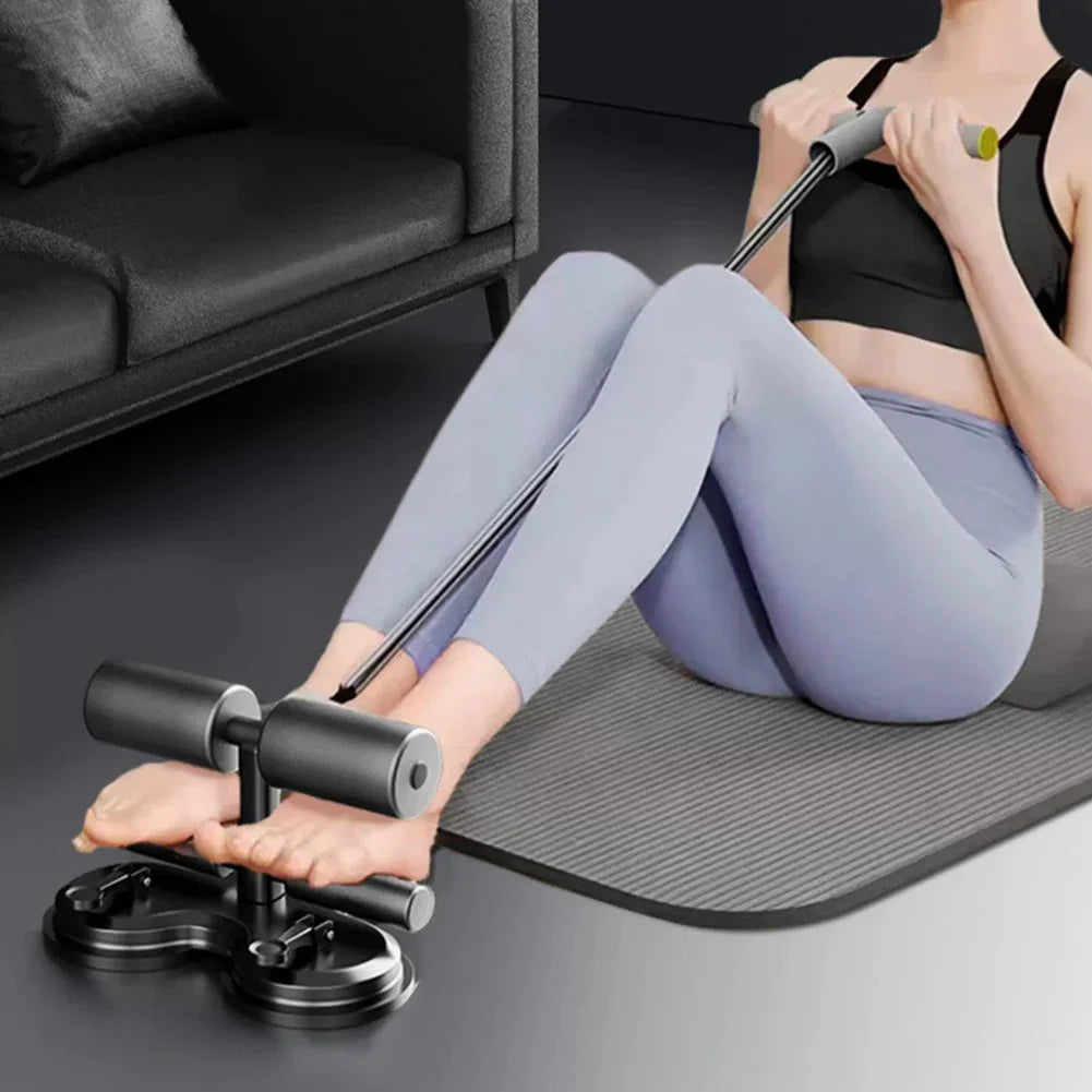 Sit Up Floor Holder with 3 Suction Cup Situp Bar Assistance Device with Pull Rope Sit Up Exercise Equipment for Home Office Gym