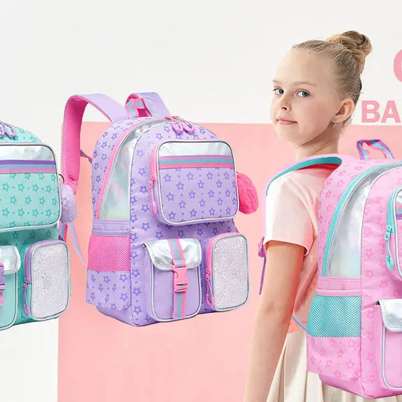 Meetbelify Backpack for Girls Schoolbag Aesthetic Backpack for Elementary Student Teen Girls Bookbag with Lunchbox and Penbag