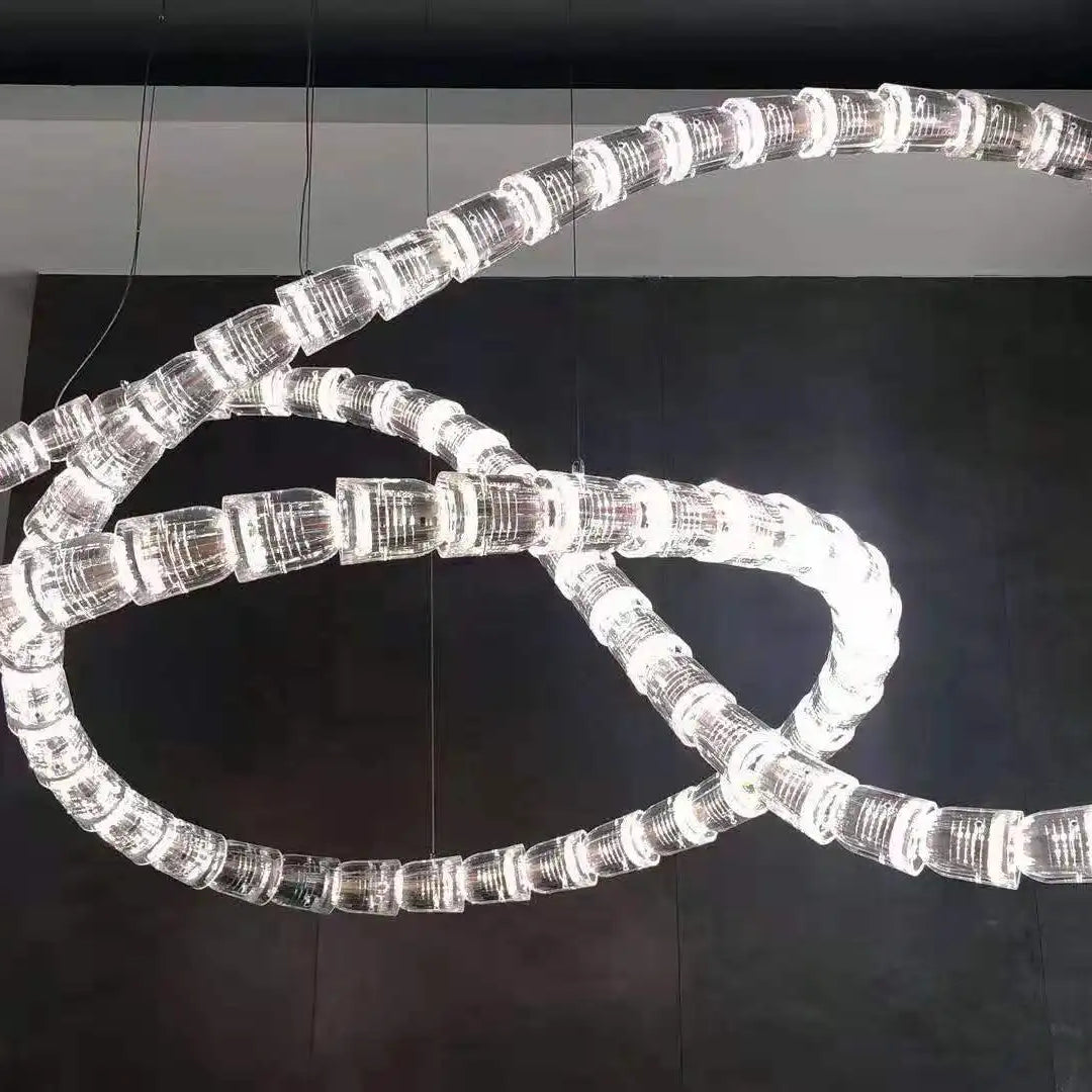 Post-modern simple luxury dining room glass chandelier Nordic designer minimalist art strip living room study bar