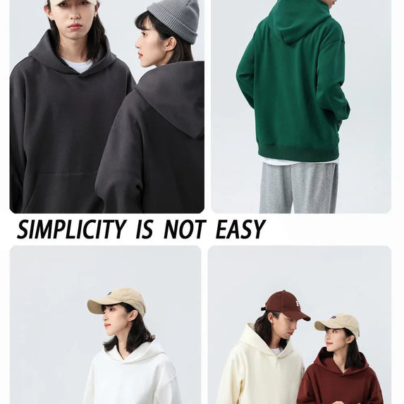 16.9oz 480gsm Heavy Weight Cotton Plus Velvet Hooded Sweater Men Thickened Tight Polar Fleece Pullover Hoodie Women Sweatshirt