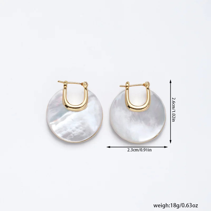 Luxury Pearl Shell Earring Ring Brooch Jewelry Set, Natural Stone Ring & Flower Earring,Women's Elegant Clothing Decoration Gift