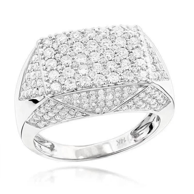 Ofertas Hip Hop Style Trendy Men Women Rings Copper Ring Iced Out Bling Pave Cubic Zirconia Geometry Ring Charms