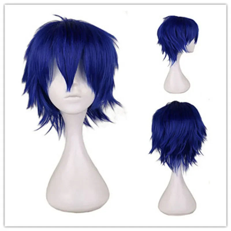 Universal Short Cosplay Wig Silver Red Pink Blonde Grass Green Black Straight Men's Wig for Halloween Cosplay Costume Party