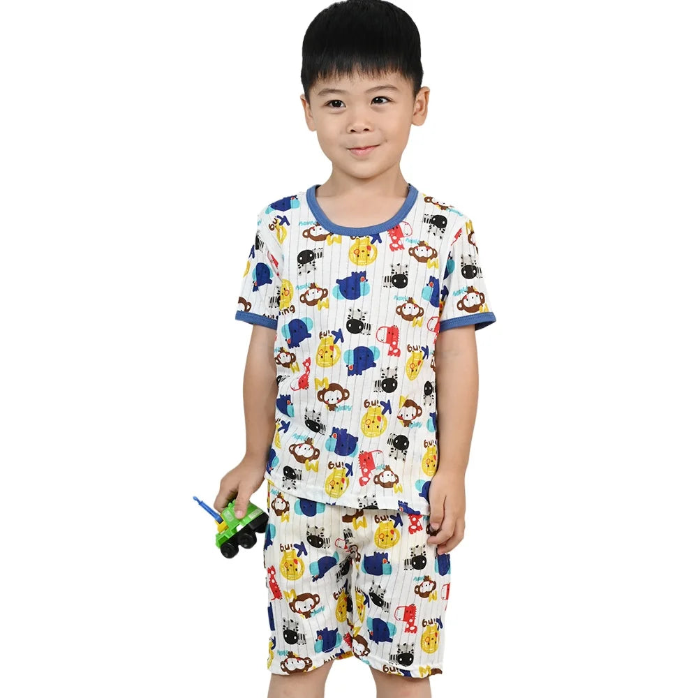 Children's Clothing Summer Boy Girl Home Sleepwear Sets Kids Cotton Short Sleeve T-Shirt Tops with Shorts Toddler Baby Pajamas