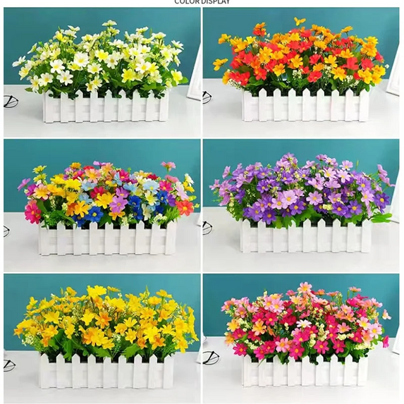 1 Bundle Artificial Flowers Outdoor UV Resistant Shrubs Plants Fake Flower Greenery for Office Kitchen Wedding Garden Decor
