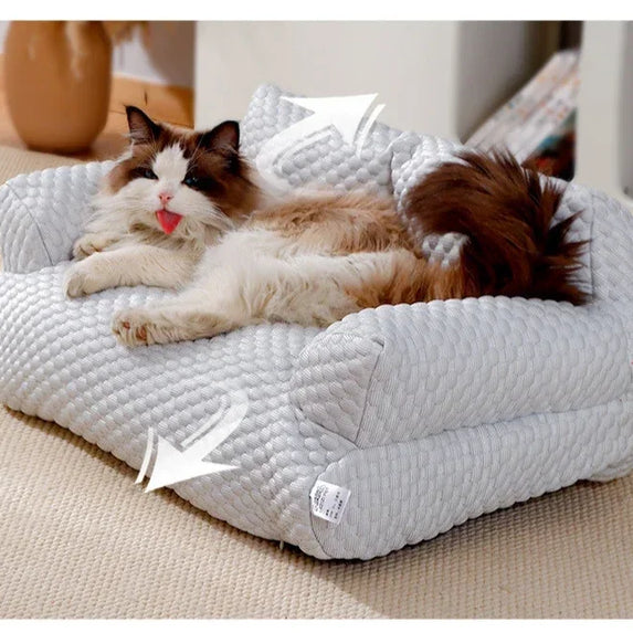 Cat Summer Beds Pet Sofa Dog Nest Removable Washable Waterproof Breathable Ice Silk Soft Cat Bed Small Kitten House
