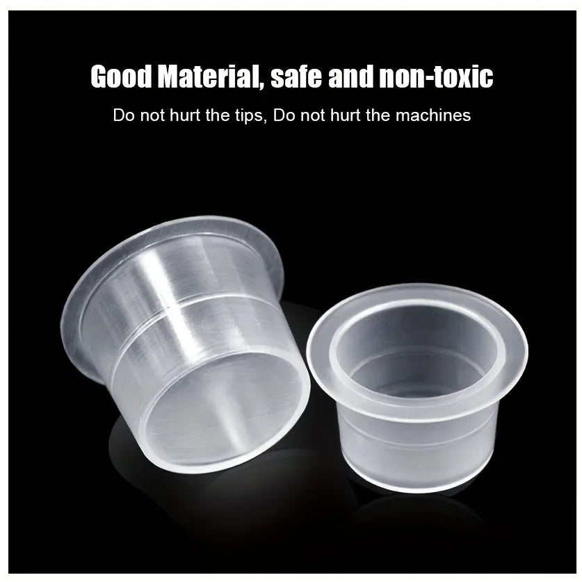 CJMIO 100/1000pcs Disposable Microblading Tattoo Ink Cups S M L Plastic Permanent Makeup Pigment Clear Holder Container Cap