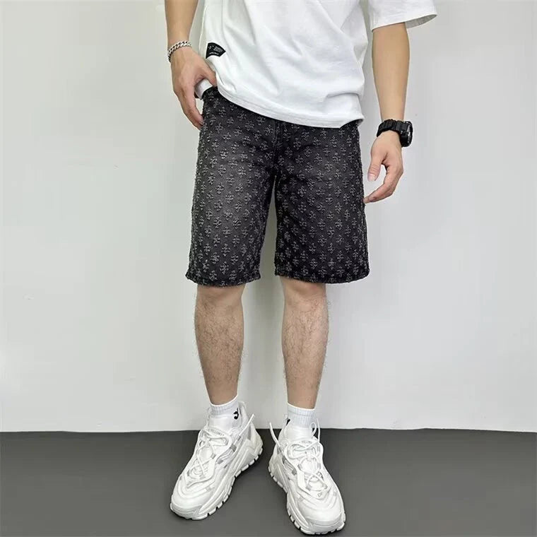 Workwear Pants, Washed Denim Shorts, Men's Denim Shorts, Designer High Street Fashion, Loose Fit, Fir Straight Leg Men's Shorts