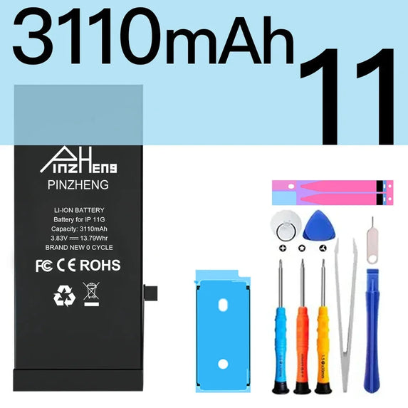 PINZHENG Battery For iPhone X XR XS 11 12 13 Mini Max Pro Promax Real High Capacity Replacement Bateria Warranty One Year