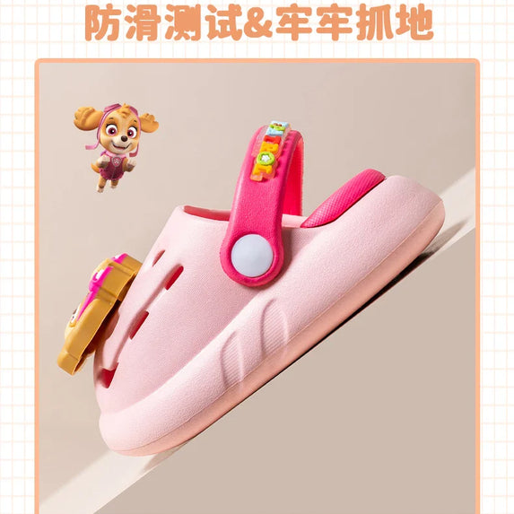 PAW PATROL Kids' Garden Shoes Boy and Girl Indoor Non-slip Soft Sole Slippers Breathable Deodorant Cute Cartoon Bow-Top Sandals