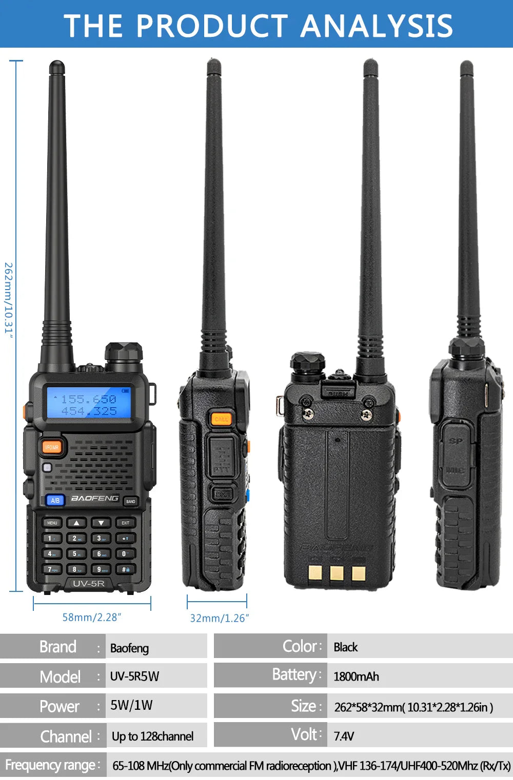 Baofeng Walkie Talkie UV 5R 5W 8W Dual Band Ham Two Way Radio Vhf Uhf FM Radio Handheld Transceiver Hunting 16KM