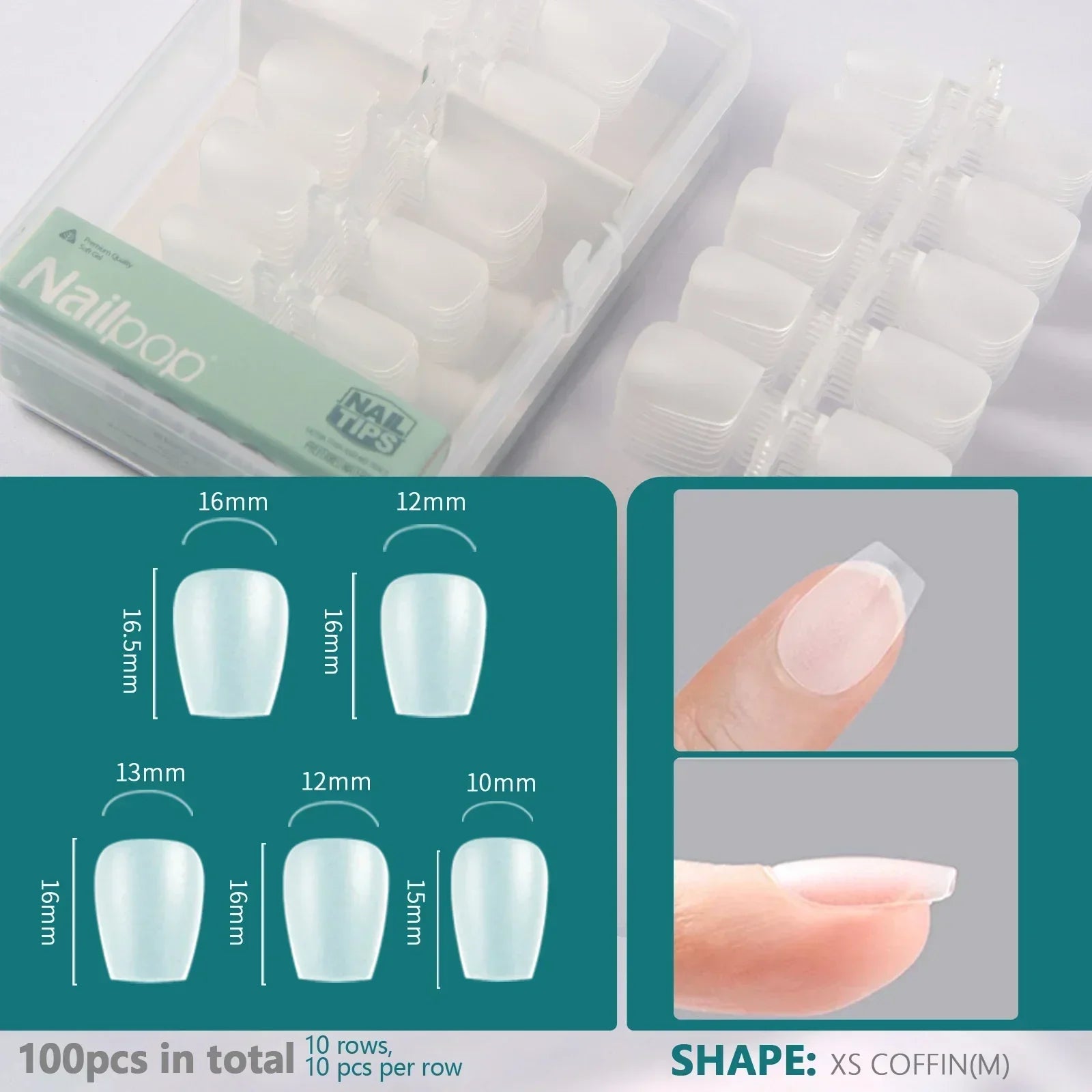 Nailpop Soft Gel Tips for Nails Extension System Ultra Matt Short Coffin Fake Nail Capsule for Handmade Press on Nails 100pcs