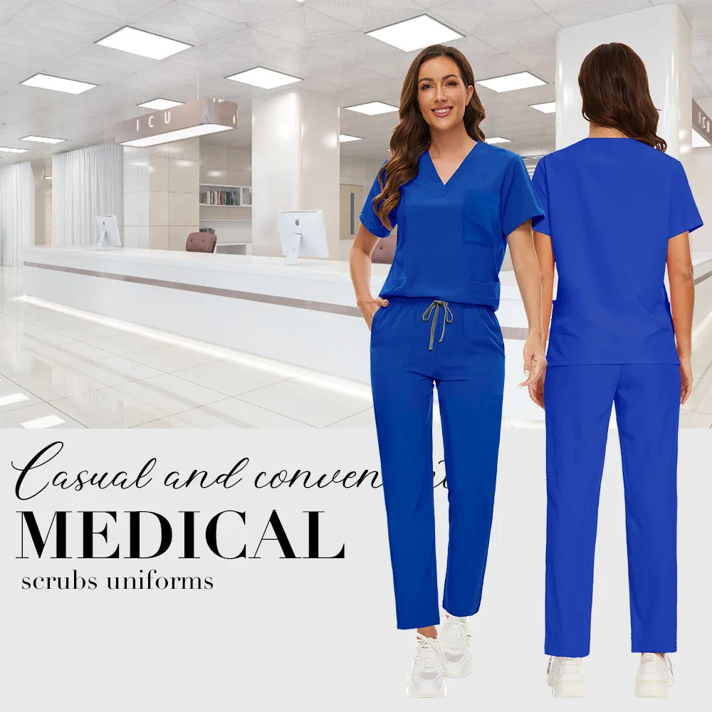 Anti Wrinkle Washable Soft Hospital Uniform Hot Sale Pet Vet Nurse Scrub Set Women Medical Scrubs Sets Women Medical Accessories