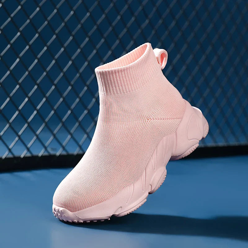 Kid Shoes Sneakers Fashion Knit Luxury Designer High Top Children Shoes Comfortable Casual Running Sports Tennis Shoes Boy Girls