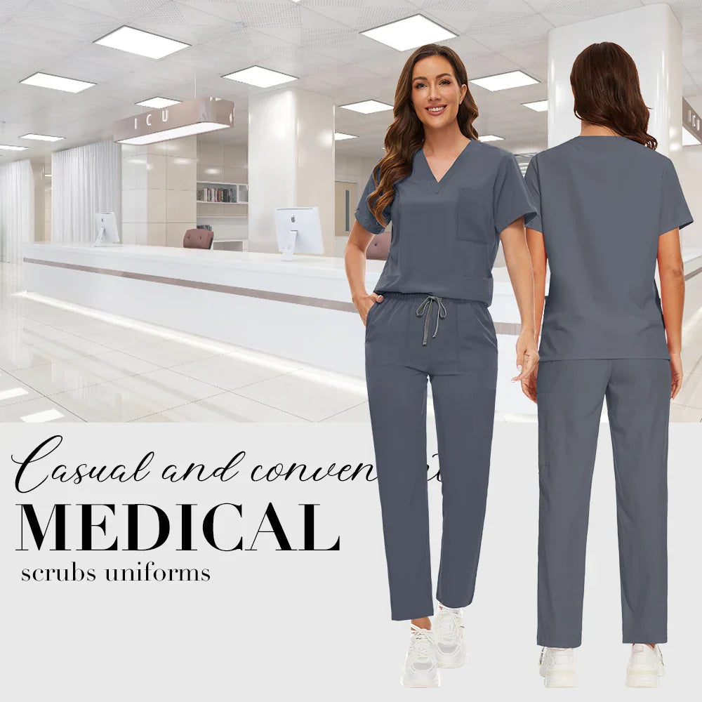 Anti Wrinkle Washable Soft Hospital Uniform Hot Sale Pet Vet Nurse Scrub Set Women Medical Scrubs Sets Women Medical Accessories