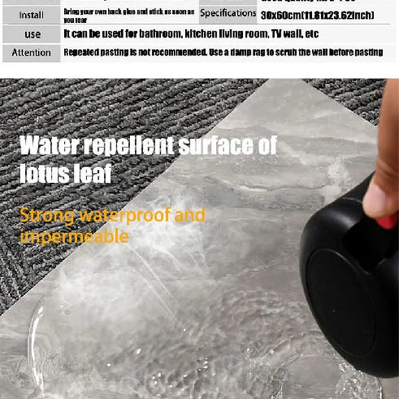 10-20pcs 30x60cm Self-Adhesive Marble PVC Floor Tiles Waterproof Peel Stick Wall Sticker Kitchen Bathroom Removable Home Decor 