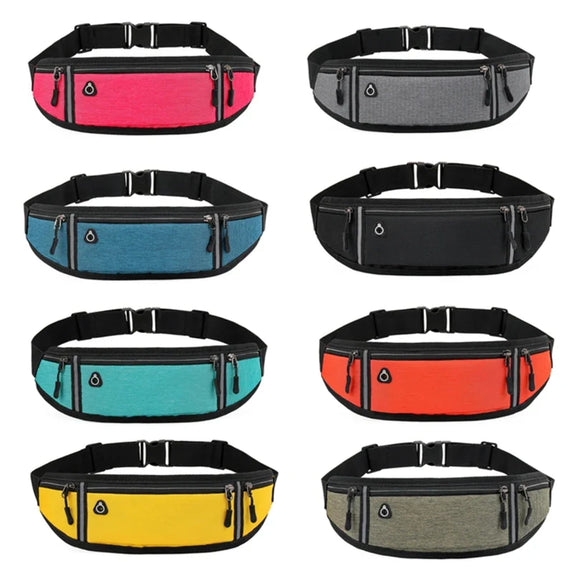 Running Waist Bag Lightweight Waterproof Reflective Strip Waist Fanny Pack Gym Sport Running Waist Pack Adjustable Elastic Strap