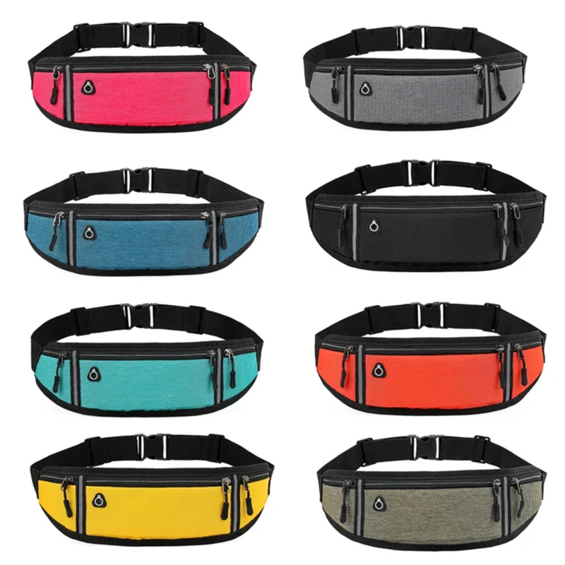 Running Waist Bag Lightweight Waterproof Reflective Strip Waist Fanny Pack Gym Sport Running Waist Pack Adjustable Elastic Strap