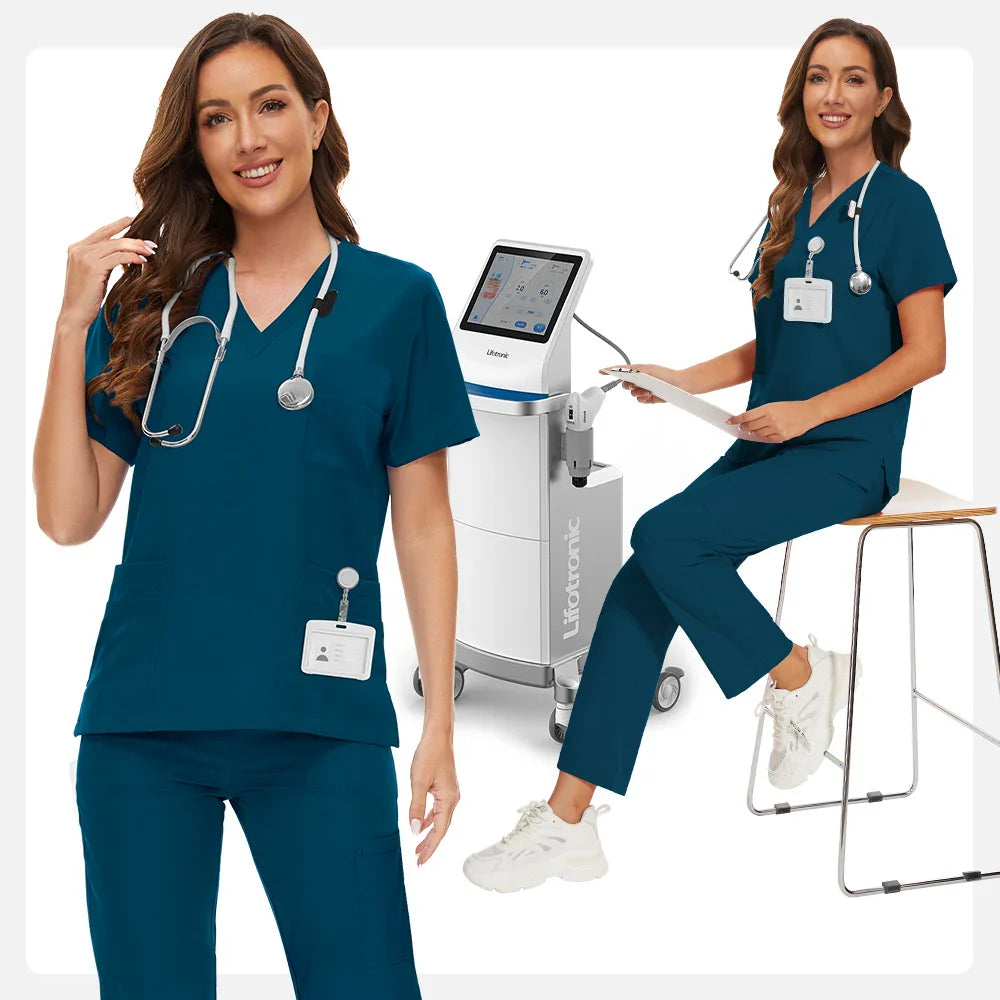 Anti Wrinkle Washable Soft Hospital Uniform Hot Sale Pet Vet Nurse Scrub Set Women Medical Scrubs Sets Women Medical Accessories