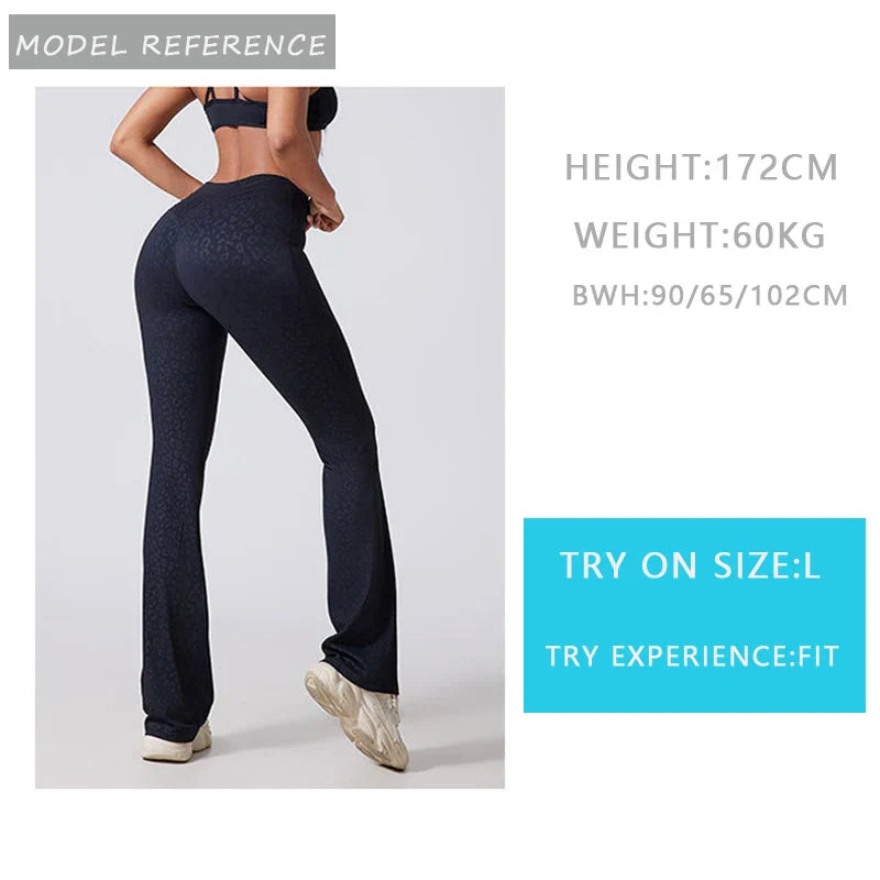 DIAS FIT JOY Women's Hip lifting flared pants high waisted yoga fitness pants sports micro flared yoga pants wide leg pants