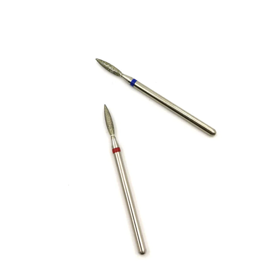 HYTOOS Fine Diamond Nail Drill Bits Flame Shape Russian Mills Cuticle Clean Burr Electric Manicure Drills Nails Accessories