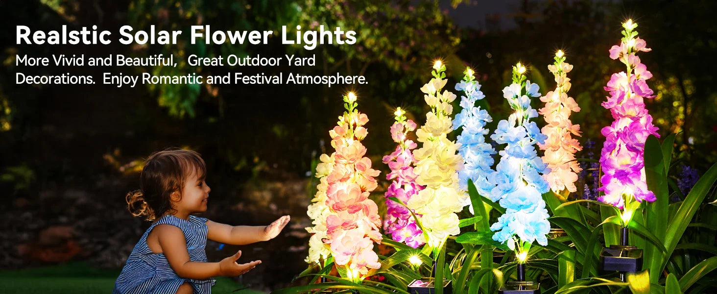 4 Pack Upgraded Solar Garden Lights with 36 LEDs, Solar Lights for Outside, Outdoor Solar Flowers Lights for Yard Patio