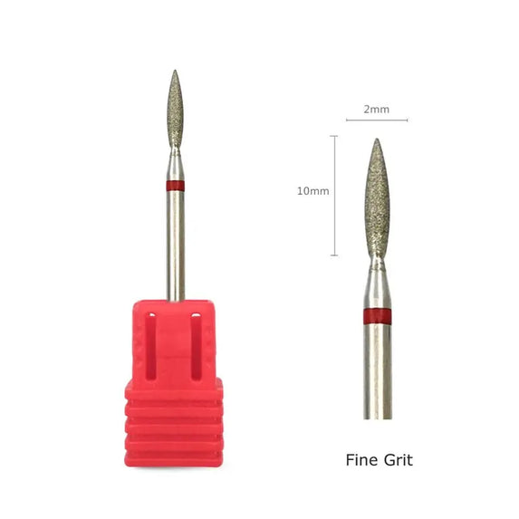 HYTOOS Fine Diamond Nail Drill Bits Flame Shape Russian Mills Cuticle Clean Burr Electric Manicure Drills Nails Accessories