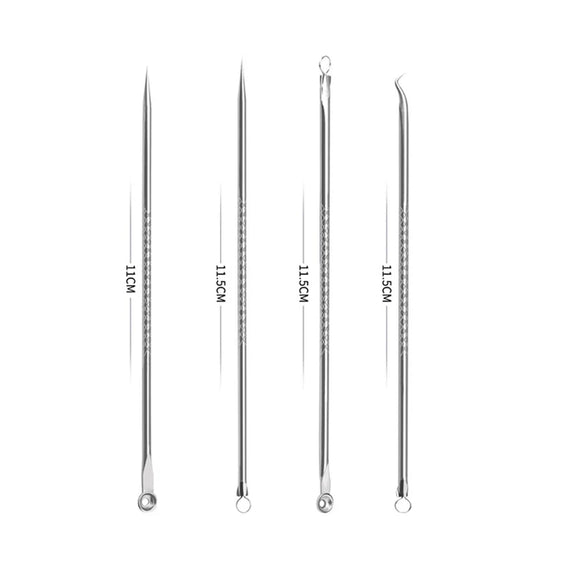 4PCS Acne Blackhead Comedone Black Spot Pimple Blemish Remover Skin Care Women Beauty Acne Treatment Pore Cleanser Needle Hook