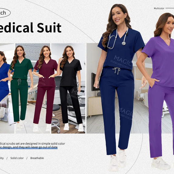 Hospital Surgical Clothes Medical Uniform Women Scrub Set Doctor Nurse Accessories Dental Clinic Scrub Set Beauty Salon Workwear