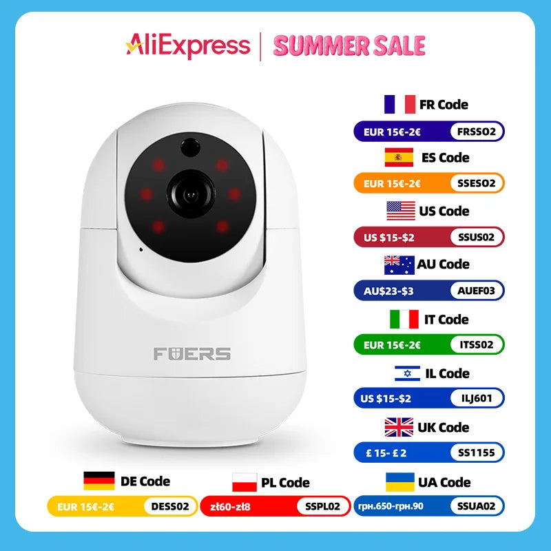 Fuers 5MP WiFi Camera Tuya Smart Home Indoor Wireless IP Surveillance Camera AI Detect Automatic Tracking Security Baby Monitor