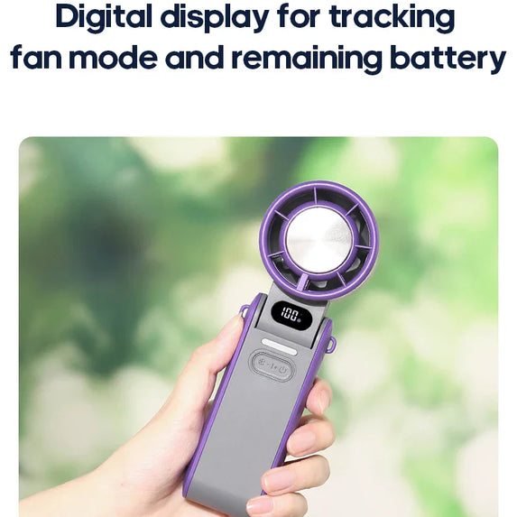 Portable High Speed Cooling Handheld Fan 3600mAh Rechargeable 100 Wind Speeds Adjustable Mini Foldable Air Cooling Turbo Fan