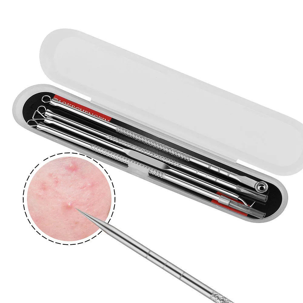 4-Piece Set Acne Needles Blackhead Remover Stainless Steel Needle Squeeze Acne Special Tool Face Pimple Pore Cleaning Skin Care