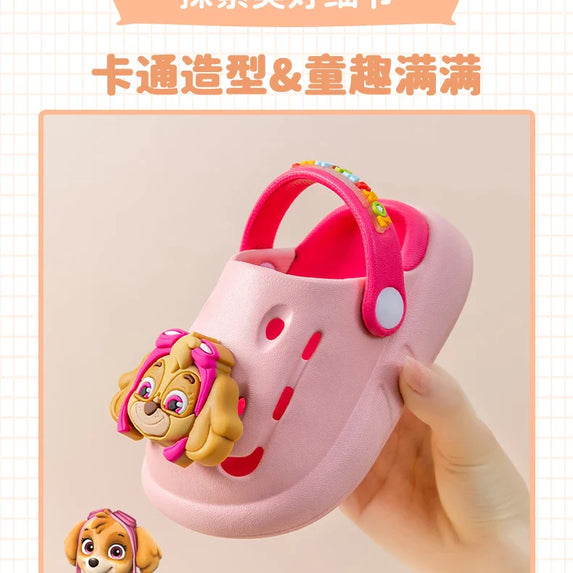 PAW PATROL Kids' Garden Shoes Boy and Girl Indoor Non-slip Soft Sole Slippers Breathable Deodorant Cute Cartoon Bow-Top Sandals