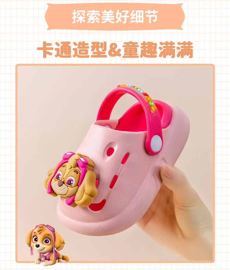 PAW PATROL Kids' Garden Shoes Boy and Girl Indoor Non-slip Soft Sole Slippers Breathable Deodorant Cute Cartoon Bow-Top Sandals
