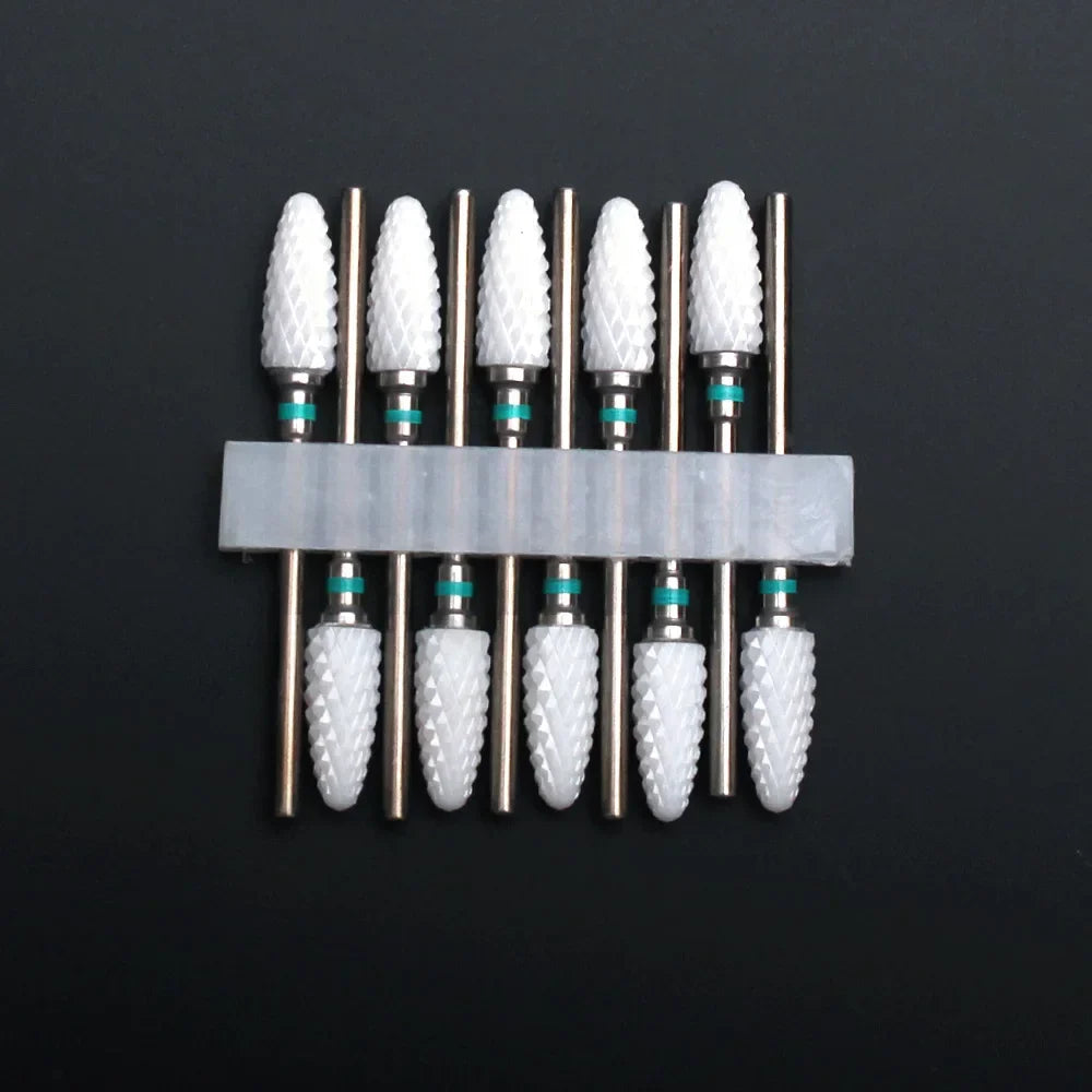 10pcs Ceramic Nail Drill Bits Set Milling Cutter for Manicure Drills Electric Nail Files Cuticle Remove Nail File Art Tools