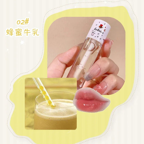 Peach Milk Lip Oil, Bee Lip Balm, Moisturizing Lip Balm, Soothing and Hydrating Lip Oil, Easily Repairs Dry, Cracked Lips