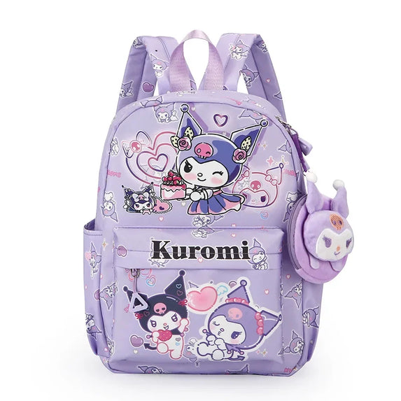Kuromi Backpack With Coin Purse, Hello Kitty & Cinnamoroll Cartoon Schoolbag, Girl Casual Travel Commute Knapsack For Daily Use
